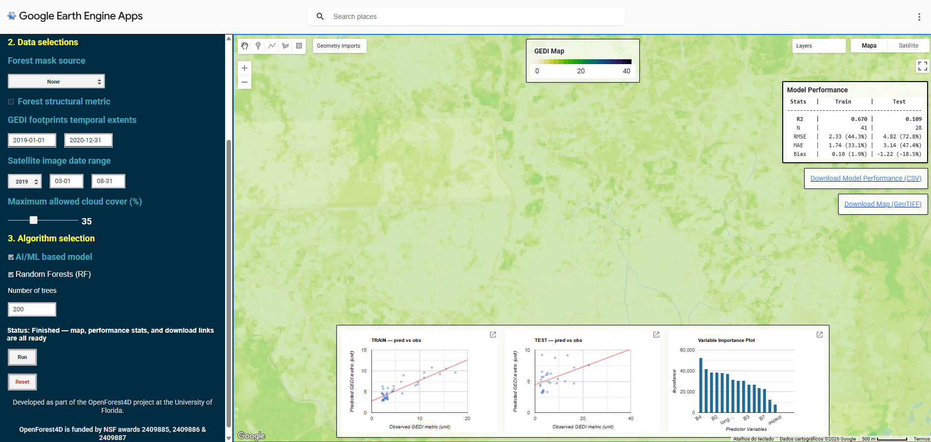 GEDI Forest Structure Maps interface